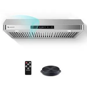 36" Under Cabinet Range Hood, 750 CFM Gesture & Touch Control Vent | Stainless Steel hood with Touch/Remote/Gesture Control, timer, LED lights & dishwasher-safe baffle filters 3 outlets 36" Under Cabinet Range Hood, 750 CFM Gesture & Touch Control Vent | Stainless Steel hood with Touch/Remote/Gesture Control, timer, LED lights & dishwasher-safe baffle filters 3 outlets