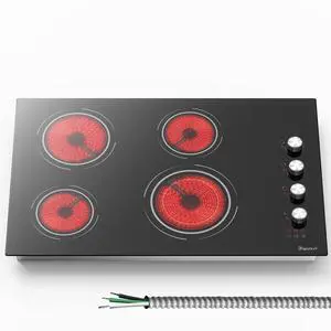 30 Inch Electric Cooktop, 6700W 240V Hard Wired, Silver Knob | 4 Burner Electric Stove 30 Inches Built-in, Timer, Safety Lock, Dual Ring, Cut-out Size: 29.13" x 19.3", 220V No Plug 30 Inch Electric Cooktop, 6700W 240V Hard Wired, Silver Knob | 4 Burner Electric Stove 30 Inches Built-in, Timer, Safety Lock, Dual Ring, Cut-out Size: 29.13" x 19.3", 220V No Plug