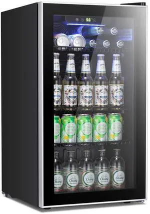 Beverage Refrigerator Cooler -120 Can Mini Fridge Glass Door for Soda Beer or Wine Constant Glass Door Small Drink Dispenser for Home, Office Bar 3.2cu.ft Beverage Refrigerator Cooler -120 Can Mini Fridge Glass Door for Soda Beer or Wine Constant Glass Door Small Drink Dispenser for Home, Office Bar 3.2cu.ft
