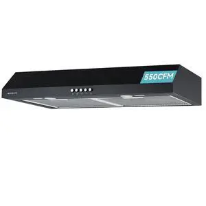 30" Under Cabinet Range Hood, 550 CFM Strong Airflow, Black | 550 CFM Airflow Convertible Venting Button Control 3 Fan Speeds Dual LED Lights Dishwasher Safe 30" Under Cabinet Range Hood, 550 CFM Strong Airflow, Black | 550 CFM Airflow Convertible Venting Button Control 3 Fan Speeds Dual LED Lights Dishwasher Safe