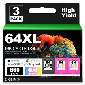 64XL Black and Color Ink Cartridges Replacement for HP Ink 64 64XL Combo Pack for HP Envy Inspire 7955e 7958e Photo 6220 6222 6230 6232 7134 7155 7158 7164 7830 Tango1 Black 2 Color 64XL Black and Color Ink Cartridges Replacement for HP Ink 64 64XL Combo Pack for HP Envy Inspire 7955e 7958e Photo 6220 6222 6230 6232 7134 7155 7158 7164 7830 Tango1 Black 2 Color