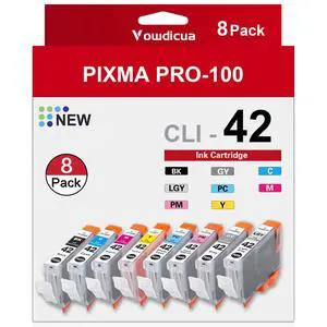 CLI-42 CLI42 Ink Cartridges 8-Pack Compatible CLI 42 Ink Use for Pixma Pro-100 Pro 100 Pro-100S Printers (Black,Grey,Cyan,Light Grey,Photo Cyan,Magenta,Photo Magenta,Yellow) CLI-42 CLI42 Ink Cartridges 8-Pack Compatible CLI 42 Ink Use for Pixma Pro-100 Pro 100 Pro-100S Printers (Black,Grey,Cyan,Light Grey,Photo Cyan,Magenta,Photo Magenta,Yellow)
