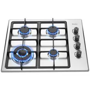 4 Burner 24 inch Gas Cooktop, LPG/NG Dual Fuel Built-in Electronic Ignition Propane Stove Top with Pressure Regulator, Stainless Steel Gas Hob for Kitchen, Apartment, Outdoor(AHT24IN40S) 4 Burner 24 inch Gas Cooktop, LPG/NG Dual Fuel Built-in Electronic Ignition Propane Stove Top with Pressure Regulator, Stainless Steel Gas Hob for Kitchen, Apartment, Outdoor(AHT24IN40S)