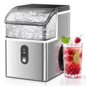 Nugget Ice Maker Countertop, 35LBS/24H Pebble Ice Machine, Soft Chewable Sonic Ice in 8 Mins, Self-Cleaning Portable Ice Maker with Handle for Home/Office (Stainless Steel Silver) Nugget Ice Maker Countertop, 35LBS/24H Pebble Ice Machine, Soft Chewable Sonic Ice in 8 Mins, Self-Cleaning Portable Ice Maker with Handle for Home/Office (Stainless Steel Silver)