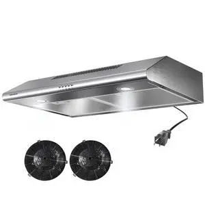 Under-Cabinet Range Hood 30 inch, 400 CFM Dual Motors | Round LED Lights & 2 Charcoal Filters, Plug-in with Install Template, Stainless Steel, Ducted/Ductless Under-Cabinet Range Hood 30 inch, 400 CFM Dual Motors | Round LED Lights & 2 Charcoal Filters, Plug-in with Install Template, Stainless Steel, Ducted/Ductless
