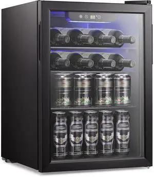 2.6cu.ft Wine Cooler/Cabinet Beverage Refrigerator, Small Mini Wine Cellar Fridge, Beer Soda Clear Front Glass Door, Quiet Operation, Adjust Temperature, Freestanding, Black 2.6cu.ft Wine Cooler/Cabinet Beverage Refrigerator, Small Mini Wine Cellar Fridge, Beer Soda Clear Front Glass Door, Quiet Operation, Adjust Temperature, Freestanding, Black
