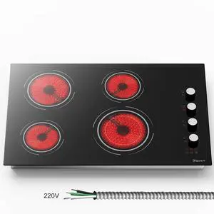 30 Inch Electric Cooktop - 4 Burner Built-in(29.13"x19.3") Ceramic Stove Top 6700W, 30" Electric Cook Top with Timer, Safety Lock, Pause, Dual Ring, 220V - 240V Hard Wired (White Knob) 30 Inch Electric Cooktop - 4 Burner Built-in(29.13"x19.3") Ceramic Stove Top 6700W, 30" Electric Cook Top with Timer, Safety Lock, Pause, Dual Ring, 220V - 240V Hard Wired (White Knob)
