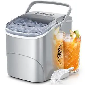 Ice Makers Countertop,26Lbs/24H,9 Cubes in 6 Mins,Portable Ice Maker Machine with Self-Cleaning,2 Sizes of Bullet Ice,Perfect for Home Kitchen(Grey) Ice Makers Countertop,26Lbs/24H,9 Cubes in 6 Mins,Portable Ice Maker Machine with Self-Cleaning,2 Sizes of Bullet Ice,Perfect for Home Kitchen(Grey)