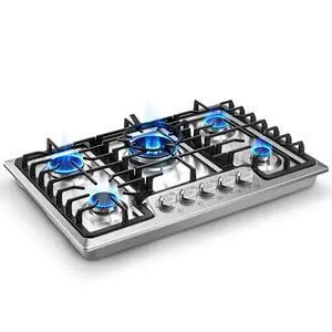 Gas Cooktop 30 inch 5 Italy SABAF Burners with Wok Ring, NG/LPG Convertible | Thermocouple Protection, Built-in 30-inch, Auto Ignition, 48,300 BTU High Power, Stainless Steel, ETL Certified Gas Cooktop 30 inch 5 Italy SABAF Burners with Wok Ring, NG/LPG Convertible | Thermocouple Protection, Built-in 30-inch, Auto Ignition, 48,300 BTU High Power, Stainless Steel, ETL Certified