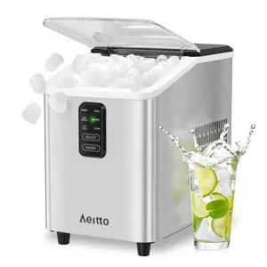 Ice Maker Countertop 26lbs/24H, Ice Machine 8 Ice Cubes Ready in 6 Mins, 2 Sizes of Bullet Ice Portable Ice Makers with Basket & Scoop, Auto Self-Cleaning for Home/Kitchen/Office Stainless Ice Maker Countertop 26lbs/24H, Ice Machine 8 Ice Cubes Ready in 6 Mins, 2 Sizes of Bullet Ice Portable Ice Makers with Basket & Scoop, Auto Self-Cleaning for Home/Kitchen/Office Stainless