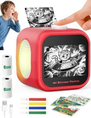 Kids AI Voice Sticker Printer Box Toy, No Phone App Needed, Power on & Print by Voice, Ink-Free Thermal Machine with 3.5" Touch Screen, DIY Crafts & Journaling, Birthday Gift for Kids Ages 3+ Kids AI Voice Sticker Printer Box Toy, No Phone App Needed, Power on & Print by Voice, Ink-Free Thermal Machine with 3.5" Touch Screen, DIY Crafts & Journaling, Birthday Gift for Kids Ages 3+