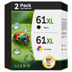 61XL Ink Cartridge Replacement for HP 61 Ink Cartridge Combo Pack 61XL for 1000, 1010, 1050, 1510, 2050, 2510, 2540, 3000, 3050, 3510, 4500, 5530, 2620, 4630 Printer (1 Black, 1 Tri-Color, 2-Pack) 61XL Ink Cartridge Replacement for HP 61 Ink Cartridge Combo Pack 61XL for 1000, 1010, 1050, 1510, 2050, 2510, 2540, 3000, 3050, 3510, 4500, 5530, 2620, 4630 Printer (1 Black, 1 Tri-Color, 2-Pack)