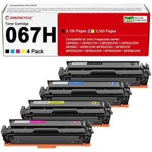 067H (4 Pack High-Yield) Compatible Toner for Canon 067H 067 | CRG067H Cartridge Replacement With Chip | for LBP632Cdw LBP633Cdw MF653Cdw MF656Cdw Printer, Black + Cyan + Yellow + Magenta 067H (4 Pack High-Yield) Compatible Toner for Canon 067H 067 | CRG067H Cartridge Replacement With Chip | for LBP632Cdw LBP633Cdw MF653Cdw MF656Cdw Printer, Black + Cyan + Yellow + Magenta