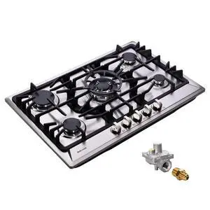 30 Inch Gas Cooktop, Built-in Stainless Steel 5 Burners Gas Stovetop LPG/NG Convertible Gas Stove Top Dual Fuel Gas Hob DM527-SC02 30 Inch Gas Cooktop, Built-in Stainless Steel 5 Burners Gas Stovetop LPG/NG Convertible Gas Stove Top Dual Fuel Gas Hob DM527-SC02