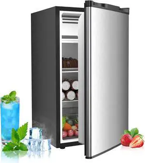 3.2 Cu.Ft Mini Fridge with Freezer, Freestanding Compact Refrigerator with Reversible Door & 7-Speed Thermostat, Small Fridge for Office, Apartment, Gameroom (STEEL) 3.2 Cu.Ft Mini Fridge with Freezer, Freestanding Compact Refrigerator with Reversible Door & 7-Speed Thermostat, Small Fridge for Office, Apartment, Gameroom (STEEL)