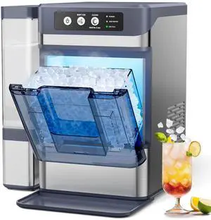 Nugget Ice Maker, 44Lbs/24H with 0.8 Gallon Tank, Soft Chewable Pellet Ice Ready in 5min Portable Ice Machine, Stainless Steels Ice Makers Countertop Self-Cleaning for Kitchens/Home/Office/Bar Nugget Ice Maker, 44Lbs/24H with 0.8 Gallon Tank, Soft Chewable Pellet Ice Ready in 5min Portable Ice Machine, Stainless Steels Ice Makers Countertop Self-Cleaning for Kitchens/Home/Office/Bar