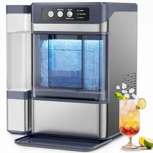 Nugget Ice Maker Countertop, 44lbs/24H with 0.8 Gallon Tank, ETL Approval, Chewable Soft Pellet Ice Ready in 5 Mins, Stainless Steel Countertop Ice Maker with Self-Cleaning for Home, Office, RV Nugget Ice Maker Countertop, 44lbs/24H with 0.8 Gallon Tank, ETL Approval, Chewable Soft Pellet Ice Ready in 5 Mins, Stainless Steel Countertop Ice Maker with Self-Cleaning for Home, Office, RV