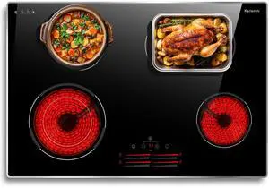 30 Inch Electric Cooktop, 4 Burner Electric Stove with Double Ring Burner & Extended Zone, 6600W Electrics Cooktop 220V-240V, 9 Power Levels, Slide Control, Safety Lock, Timer 30 Inch Electric Cooktop, 4 Burner Electric Stove with Double Ring Burner & Extended Zone, 6600W Electrics Cooktop 220V-240V, 9 Power Levels, Slide Control, Safety Lock, Timer