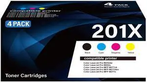 201X Toner Cartridges 4 Pack High Yield Replacement for HP 201X 201A CF400X CF401X CF402X CF403X with HP Color LaserJet Pro MFP M277dw M252dw M277n M277c6 Printer (B/C/Y/M Color) 201X Toner Cartridges 4 Pack High Yield Replacement for HP 201X 201A CF400X CF401X CF402X CF403X with HP Color LaserJet Pro MFP M277dw M252dw M277n M277c6 Printer (B/C/Y/M Color)