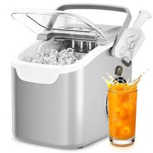 Countertop Ice Maker, Portable Ice Machine with Carry Handle, 26.5Lbs/24H, 2 Sizes Bullet Ice, 8Cubes in 6 Mins Office/Kitchen/Bar Grey Countertop Ice Maker, Portable Ice Machine with Carry Handle, 26.5Lbs/24H, 2 Sizes Bullet Ice, 8Cubes in 6 Mins Office/Kitchen/Bar Grey