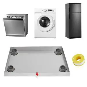 28 in x 30 in Washing Machine Pan for Washer and dryer, 304 Stainless Steel Drain Pan, Washer Drip Tray with Drain Hole & Hose Adapte, 4 Pcs Anti-Vibration Washing Machine Feet 28 in x 30 in Washing Machine Pan for Washer and dryer, 304 Stainless Steel Drain Pan, Washer Drip Tray with Drain Hole & Hose Adapte, 4 Pcs Anti-Vibration Washing Machine Feet