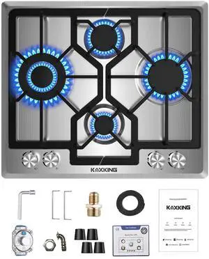 24 Inch Gas Cooktop, Built-In 4 Burner Gas Stove Top, NG/LPG Convertible Stainless Steel Cooktop with Thermocouple Protection, Sealed Burners 24 Inch Gas Cooktop, Built-In 4 Burner Gas Stove Top, NG/LPG Convertible Stainless Steel Cooktop with Thermocouple Protection, Sealed Burners