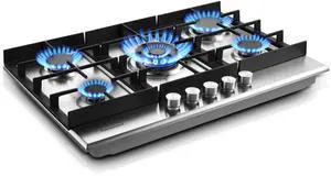 30 inch Gas Cooktop, Gas Stove Top with 5 High Efficiency Burners, Built-in Stainless Steel Propane Cooktop for Kitchen, NG/LPG Convertible Stovetop, Thermocouple Protection 30 inch Gas Cooktop, Gas Stove Top with 5 High Efficiency Burners, Built-in Stainless Steel Propane Cooktop for Kitchen, NG/LPG Convertible Stovetop, Thermocouple Protection
