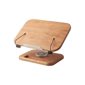 Book Stand for Reading, Adjustable Book Holder with 360° Swivel Base&Page Clips, Foldable Desktop Stand for Cookbook, Fits All Books (Cherry Wood, Wood Base) Book Stand for Reading, Adjustable Book Holder with 360° Swivel Base&Page Clips, Foldable Desktop Stand for Cookbook, Fits All Books (Cherry Wood, Wood Base)