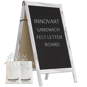 A-Frame Sidewalk Sign 36" x 20", Double-Sided Felt Sandwich Letter Board with Changeable Letters, Letter Board Sign with Stand for Restaurant, Retail, Church, Wedding, Outdoor Event, White A-Frame Sidewalk Sign 36" x 20", Double-Sided Felt Sandwich Letter Board with Changeable Letters, Letter Board Sign with Stand for Restaurant, Retail, Church, Wedding, Outdoor Event, White