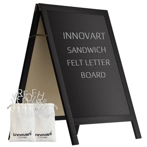 A-Frame Sidewalk Sign 40" x 26", Double-Sided Felt Sandwich Letter Board with Changeable Letters, Letter Board Sign with Stand for Restaurant, Retail, Church, Wedding, Outdoor Event, Black A-Frame Sidewalk Sign 40" x 26", Double-Sided Felt Sandwich Letter Board with Changeable Letters, Letter Board Sign with Stand for Restaurant, Retail, Church, Wedding, Outdoor Event, Black