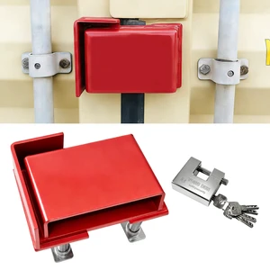 Upgrate Shipping Container Lock Box, Red Shipping Container Door Lock Cover Protection Device, Heavy-Duty Steel Bolt-On Keyed LockBox Security with Padlock & 5 Keys Upgrate Shipping Container Lock Box, Red Shipping Container Door Lock Cover Protection Device, Heavy-Duty Steel Bolt-On Keyed LockBox Security with Padlock & 5 Keys