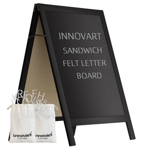 A-Frame Sidewalk Sign 36" x 20", Double-Sided Felt Sandwich Letter Board with Changeable Letters, Letter Board Sign with Stand for Restaurant, Retail, Church, Wedding, Outdoor Event, Black A-Frame Sidewalk Sign 36" x 20", Double-Sided Felt Sandwich Letter Board with Changeable Letters, Letter Board Sign with Stand for Restaurant, Retail, Church, Wedding, Outdoor Event, Black