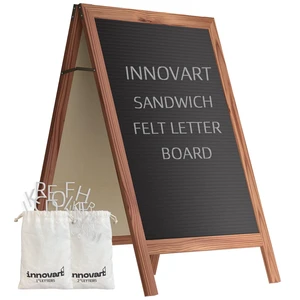 A-Frame Sidewalk Sign 36" x 20", Double-Sided Felt Sandwich Letter Board with Changeable Letters, Letter Board Sign with Stand for Restaurant, Retail, Church, Wedding, Outdoor Event, Dark Brown A-Frame Sidewalk Sign 36" x 20", Double-Sided Felt Sandwich Letter Board with Changeable Letters, Letter Board Sign with Stand for Restaurant, Retail, Church, Wedding, Outdoor Event, Dark Brown
