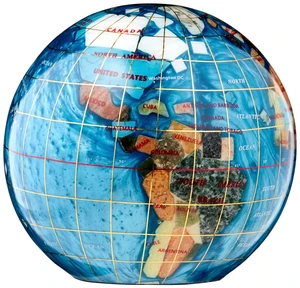 4.3" (110 mm) Diameter Gemstone Globe Paperweight Paper weight (Bahama Blue Swirl) 4.3" (110 mm) Diameter Gemstone Globe Paperweight Paper weight (Bahama Blue Swirl)