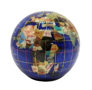 4.3" (110 mm) Diameter Gemstone Globe Paperweight Paper weight (Blue Pearl Swirl) 4.3" (110 mm) Diameter Gemstone Globe Paperweight Paper weight (Blue Pearl Swirl)