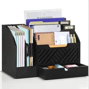 Wood Desk Organizer, Mail Organizer Countertop with Drawer, Black Fantasyon Desktop Mail Organizer with 6 Compartments, Wood Desk Drawer Organizer for File Letter Paper Folder Wood Desk Organizer, Mail Organizer Countertop with Drawer, Black Fantasyon Desktop Mail Organizer with 6 Compartments, Wood Desk Drawer Organizer for File Letter Paper Folder