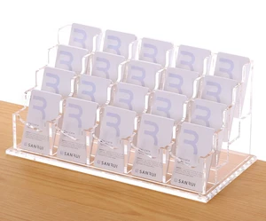 Acrylic Business Card Holder for Desk, 20-Slot Vertical Clear Desktop card organizer for office reception & trade shows, acrylic display rack keeps cards neat, visible & easy to access Acrylic Business Card Holder for Desk, 20-Slot Vertical Clear Desktop card organizer for office reception & trade shows, acrylic display rack keeps cards neat, visible & easy to access