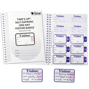 Times Up! Self-Expiring Visitor Badge with Registry Log, 150 24-Hour Badges (97009) Times Up! Self-Expiring Visitor Badge with Registry Log, 150 24-Hour Badges (97009)
