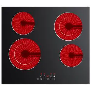 24 Inch Electric Cooktop 4 Burners 6600W Dual Heating Ring | Built-in Ceramic Radiant Stove Top, 220-240V Hard Wire (No Plug), Touch Control, Child Lock & Multiple Safety Protection 24 Inch Electric Cooktop 4 Burners 6600W Dual Heating Ring | Built-in Ceramic Radiant Stove Top, 220-240V Hard Wire (No Plug), Touch Control, Child Lock & Multiple Safety Protection