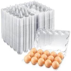 3 x 5 Count 200 Pack Egg Carton Bulk Clear Plastic Empty Egg Containers for Farm Market Refrigerator Storage 3 x 5 Count 200 Pack Egg Carton Bulk Clear Plastic Empty Egg Containers for Farm Market Refrigerator Storage