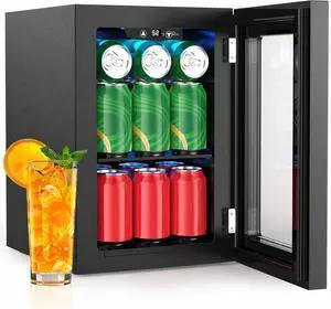 18L Beverage Refrigerator Cooler, 24Can Mini Fridge with Glass Door, Quiet Compressor, Countertop Small Fridge with 40-61 Digital Electronic Temperature Control, LED Lgiht for Home and Bar 18L Beverage Refrigerator Cooler, 24Can Mini Fridge with Glass Door, Quiet Compressor, Countertop Small Fridge with 40-61 Digital Electronic Temperature Control, LED Lgiht for Home and Bar