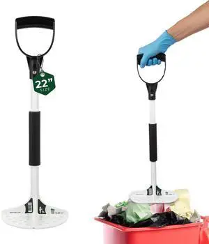 Next Gen Manual Trash Compactor Heavy Duty Smasher Tool for Kitchen, Dumpster, Outdoor Use, Garbage Recycling, Steel Ground Tamper, Trash Can Compactor Tool, 22 x 7.5 Inches, White, D-Handle Next Gen Manual Trash Compactor Heavy Duty Smasher Tool for Kitchen, Dumpster, Outdoor Use, Garbage Recycling, Steel Ground Tamper, Trash Can Compactor Tool, 22 x 7.5 Inches, White, D-Handle