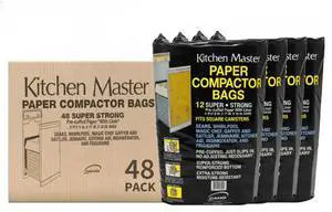 Super Strong Compactor Bags (48 Pack) | Precuffed, Garbage Compactor Bags, Hardware for Kitchens, Paper Trash Bag, Kitchen Essential, Paper & Plastic Lined Super Strong Compactor Bags (48 Pack) | Precuffed, Garbage Compactor Bags, Hardware for Kitchens, Paper Trash Bag, Kitchen Essential, Paper & Plastic Lined