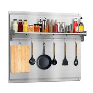 30"x24" Stainless Steel Backsplash for Stove & Hood, Stove Backsplash with Storage Shelf & Hanging Rack, Easy-Clean Kitchen Wall Splash Guard & Protector 30"x24" Stainless Steel Backsplash for Stove & Hood, Stove Backsplash with Storage Shelf & Hanging Rack, Easy-Clean Kitchen Wall Splash Guard & Protector