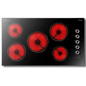 36 Inch Electric Cooktop 5 burner, 8900W Built-in Electric Stove Top, Cooktop 36" with Double-ring Burner, Knob & Touch Control, 9 Power Levels, Timer, Safety Lock, 220V-240V Hard Wire 36 Inch Electric Cooktop 5 burner, 8900W Built-in Electric Stove Top, Cooktop 36" with Double-ring Burner, Knob & Touch Control, 9 Power Levels, Timer, Safety Lock, 220V-240V Hard Wire