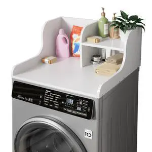 Washer Dryer Countertop with Shelf,27.5" D x 27" W x 11.8" H Wood Countertop for Washer and Dryer,Laundry Countertop with Anti-Slip Strips and Edge Rails,Dryer Countertop for Laundry Room(White) Washer Dryer Countertop with Shelf,27.5" D x 27" W x 11.8" H Wood Countertop for Washer and Dryer,Laundry Countertop with Anti-Slip Strips and Edge Rails,Dryer Countertop for Laundry Room(White)