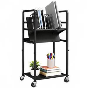 Metal Laptop Charging Station with Wheels, 12 Device Mobile Charging Cart for Laptops, Computers, Tablets and Chromebooks, Storage Rack for Office and Classroom Metal Laptop Charging Station with Wheels, 12 Device Mobile Charging Cart for Laptops, Computers, Tablets and Chromebooks, Storage Rack for Office and Classroom