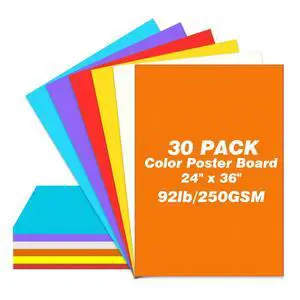 24 x 36 Large Poster Board, 30 Sheets Color Poster Boards, 6 Assorted Double-Sided Color Cardstock Paper, 92lb/250GSM Thickness Colored Poster Board Paper, for School Project, Crafts Etc 24 x 36 Large Poster Board, 30 Sheets Color Poster Boards, 6 Assorted Double-Sided Color Cardstock Paper, 92lb/250GSM Thickness Colored Poster Board Paper, for School Project, Crafts Etc