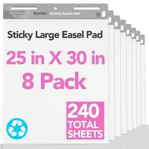 Flip Chart Paper, Sticky Easel Pads, Chart Paper for Teachers,Super Adhesive & Bleed-Resistant, Large Self-Stick Easel Paper for Classroom/Office, 25 x 30 inch, 30 Sheets/Pad, 8 Pads Flip Chart Paper, Sticky Easel Pads, Chart Paper for Teachers,Super Adhesive & Bleed-Resistant, Large Self-Stick Easel Paper for Classroom/Office, 25 x 30 inch, 30 Sheets/Pad, 8 Pads