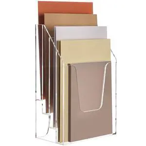 Vertical Triple File Folder Holder Organizer,Acrylic File Organizer, File Sorter Clear Crystal Vertical Triple File Folder Holder Organizer,Acrylic File Organizer, File Sorter Clear Crystal